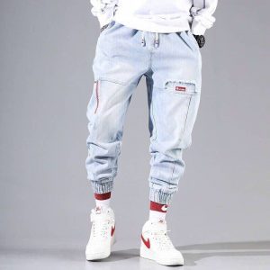2022 New Streetwear Hip Hop Cargo Pants Men s Jeans Elastic Harun Joggers In Autumn and