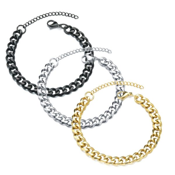 New Trendy Cuban Chain Men Bracelet Classic Stainless Steel mm Width Chain Bracelet