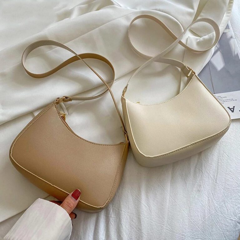 2022 New Women s Fashion Handbags Retro Solid Color PU Leather Shoulder Underarm Bag Casual Women