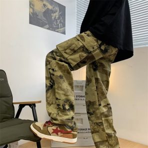 Outdoor Camouflage Baggy Men Cargo Pants YK Clothes Side Pockets Women Casual Sport Straight Loose