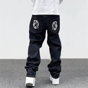 2022 Ropa Dog Print Streetwear Men Hip Hop Baggy Jeans Pants Y2K Clothes Straight Loose Goth 1