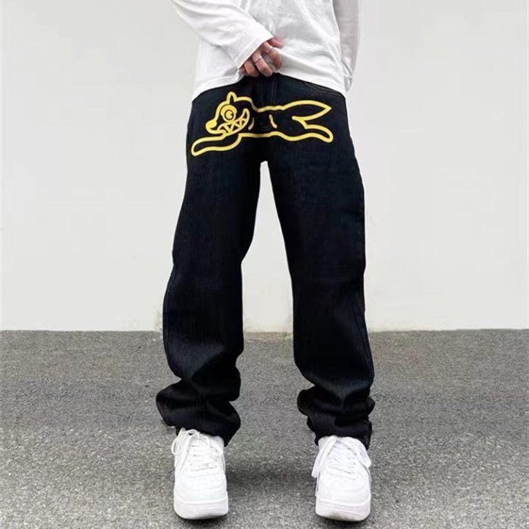 2022 Ropa Dog Print Streetwear Men Hip Hop Baggy Jeans Pants Y2K Clothes Straight Loose Goth 2