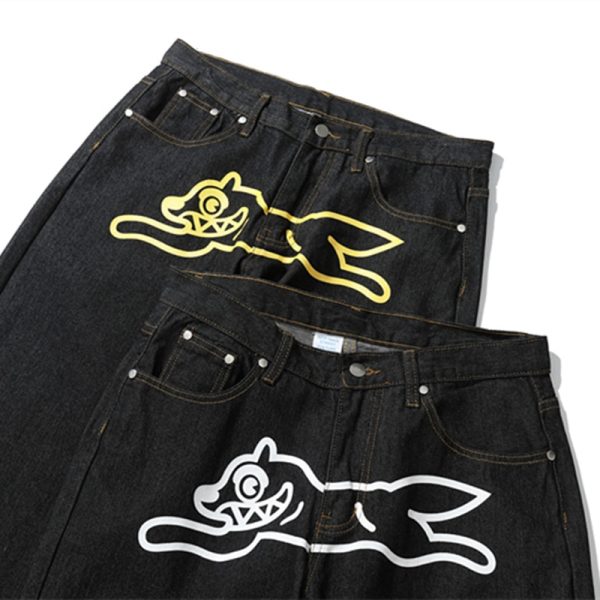 2022 Ropa Dog Print Streetwear Men Hip Hop Baggy Jeans Pants Y2K Clothes Straight Loose Goth 5