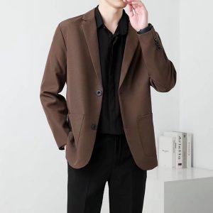 2022 Spring 4 Color Blazer Men Slim Fashion Social Mens Dress Jacket Business Formal Jacket Men