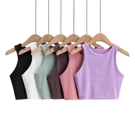2022 Summer Fashion Women Sexy Slim Tops O neck Sleeveless Double Nylon Ladies Good Quality Tank