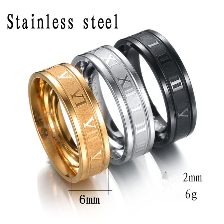 2022 Vintage Roman Numerals Men Rings Temperament Fashion 6mm Width Stainless Steel Rings For Men Jewelry 1