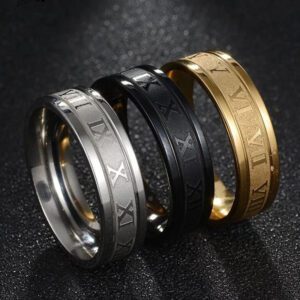 2022 Vintage Roman Numerals Men Rings Temperament Fashion 6mm Width Stainless Steel Rings For Men Jewelry