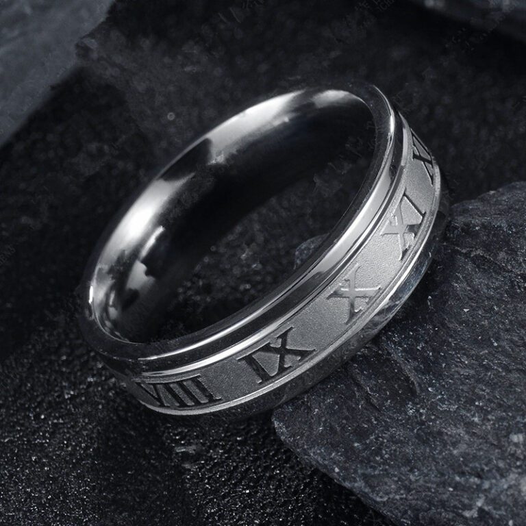 2022 Vintage Roman Numerals Men Rings Temperament Fashion 6mm Width Stainless Steel Rings For Men Jewelry 4