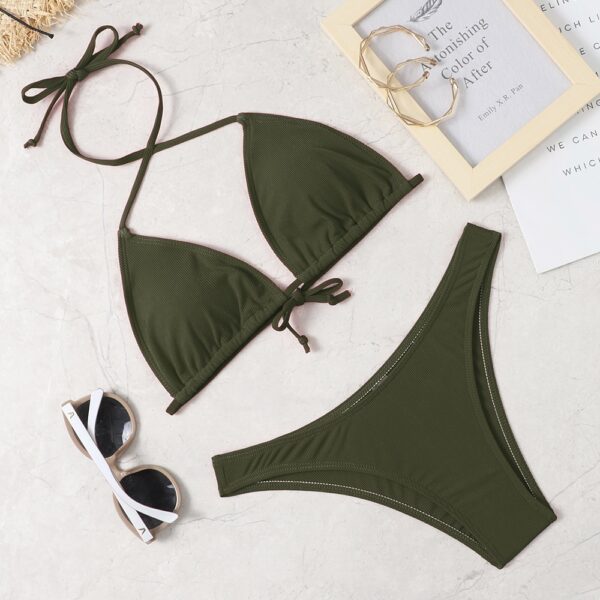 2022 new sexy bikini suit solid color swimsuit women s Beach swimsuit 3