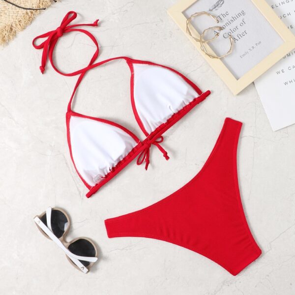 2022 new sexy bikini suit solid color swimsuit women s Beach swimsuit 4