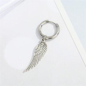 1PC Punk Hip Hop Stainless Steel Feather Earrings For Women Men Fashion Rock Leaves Wings Hoop 2.jpg 640x640 2