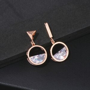 2018 New Design Asymmetric Earrings For Women Geometric Shape Rose Gold Color Crystal Drop Earrings Female 1
