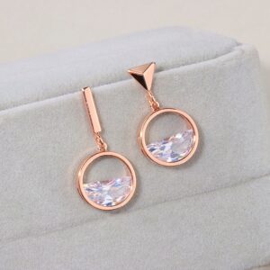 2018 New Design Asymmetric Earrings For Women Geometric Shape Rose Gold Color Crystal Drop Earrings Female 3