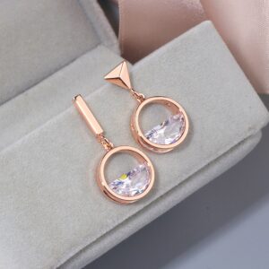 2018 New Design Asymmetric Earrings For Women Geometric Shape Rose Gold Color Crystal Drop Earrings Female 4