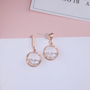 2018 New Design Asymmetric Earrings For Women Geometric Shape Rose Gold Color Crystal Drop Earrings Female 5