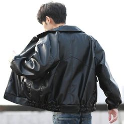 2020 Mens Loose Style Jacket Motorcycle Biker Leather Jacket Men Fashion Leather Coats Male Bomber Jacket 1