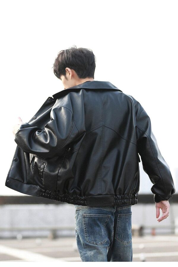 2020 Mens Loose Style Jacket Motorcycle Biker Leather Jacket Men Fashion Leather Coats Male Bomber Jacket 1