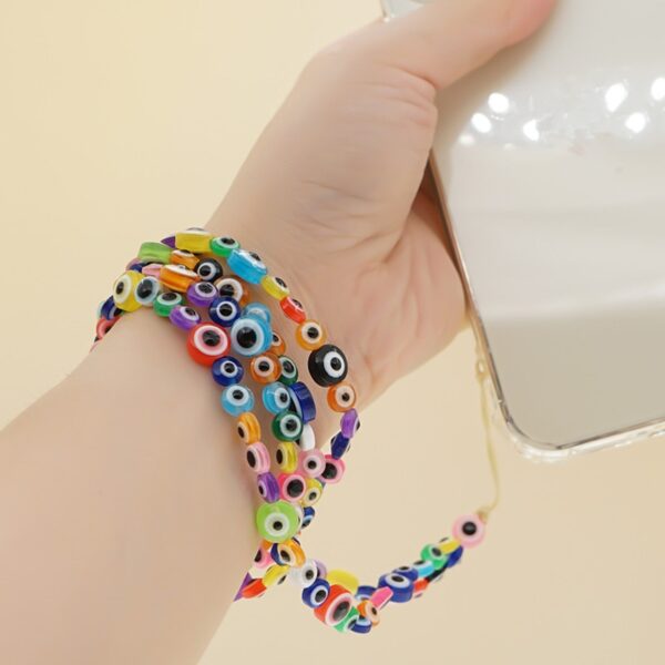 2021 Female Bohemian Acrylic Candy Color Eye Beads Long Mobile Phone Lanyard for Women Girls Handmade 1
