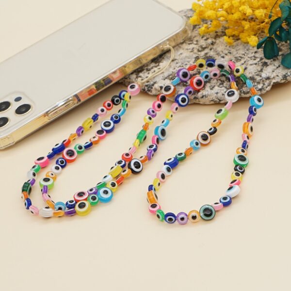 2021 Female Bohemian Acrylic Candy Color Eye Beads Long Mobile Phone Lanyard for Women Girls Handmade 3