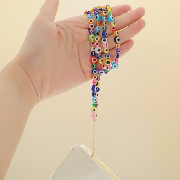 2021 Female Bohemian Acrylic Candy Color Eye Beads Long Mobile Phone Lanyard for Women Girls Handmade 4