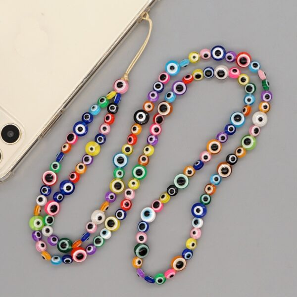 2021 Female Bohemian Acrylic Candy Color Eye Beads Long Mobile Phone Lanyard for Women Girls Handmade