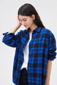 2021 Spring Autumn Tops Women Plaid Shirts Loose Oversize Blouses Casual Flannel Female Top Long Sleeve 2