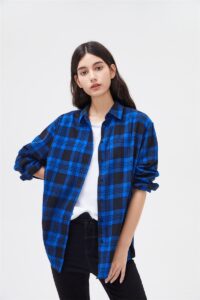 2021 Spring Autumn Tops Women Plaid Shirts Loose Oversize Blouses Casual Flannel Female Top Long Sleeve