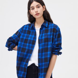 2021 Spring Autumn Tops Women Plaid Shirts Loose Oversize Blouses Casual Flannel Female Top Long Sleeve