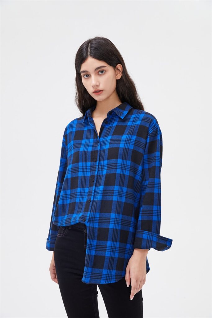 2021 Spring Autumn Tops Women Plaid Shirts Loose Oversize Blouses Casual Flannel Female Top Long Sleeve 5