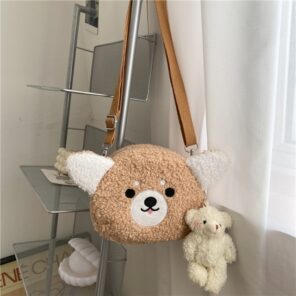 2022 Autumn And Winter Women Cute Small Plush Shoulder Bag Girls Funny Cat Bear Sheep bag 4.jpg 640x640 4