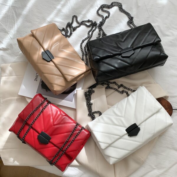 2022 New Casual Chain Crossbody Bags For Women Fashion Simple Shoulder Bag Ladies Designer Handbags PU 4
