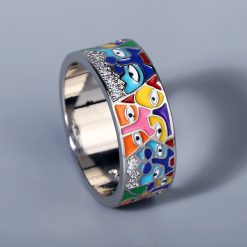 2022 New Rings For Women White CZ Handmade Enamel Lovely Cat Unique Trendy Ring Party Fashion