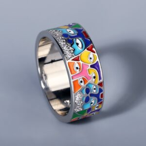 2022 New Rings For Women White CZ Handmade Enamel Lovely Cat Unique Trendy Ring Party Fashion Jewelry Christmas gift