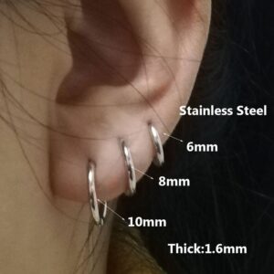 6pcs lot Stainless Steel Simple Metal Circle Small Hoop Earrings for Women Girls Piercing Jewelry Geometric 4
