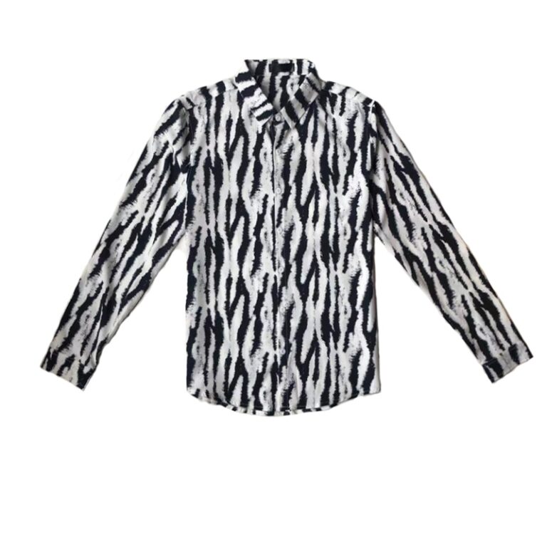 Autumn New Fashion Zebra Pattern Print White Shirt Men Clothing 2022 Simple Slim Fit Long Sleeve 5