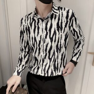 Autumn New Fashion Zebra Pattern Print White Shirt Men Clothing 2022 Simple Slim Fit Long Sleeve.jpg 640x640