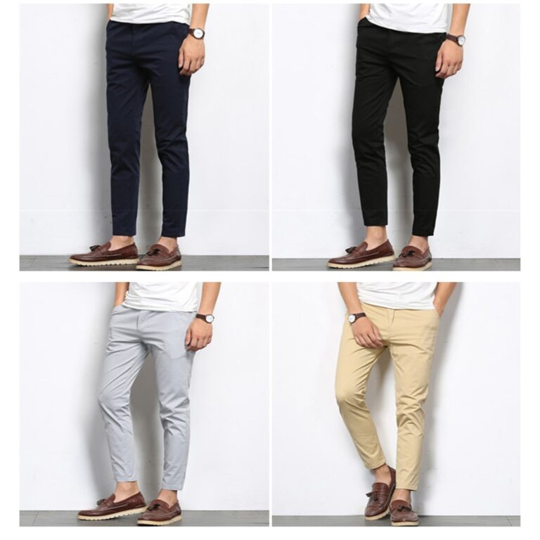 BROWON Autumn Men Fashions Solid Color Casual Pants Men Straight Slight Elastic Ankle Length High Quality 1
