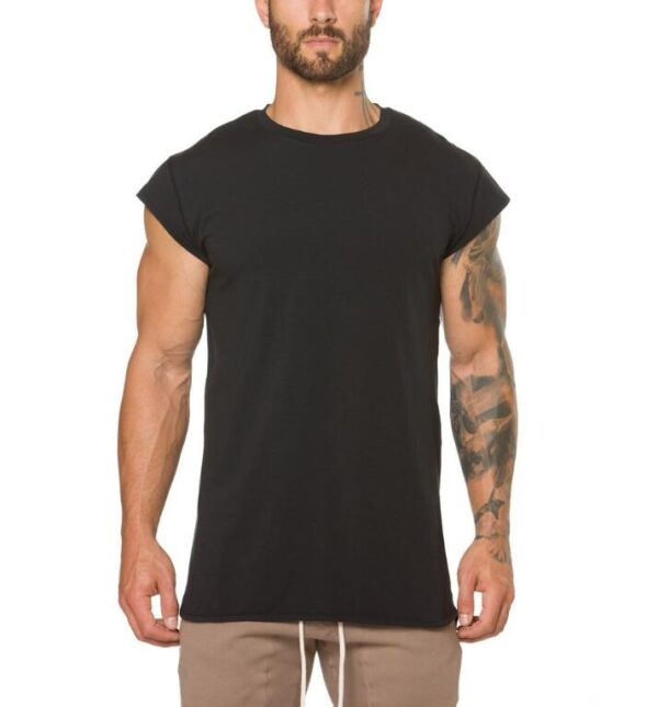 Brand clothing fitness t shirt men fashion extend long tshirt summer gym short sleeve t shirt