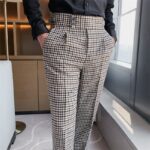 British Casual Men Dress Pant Thousand Bird Grid