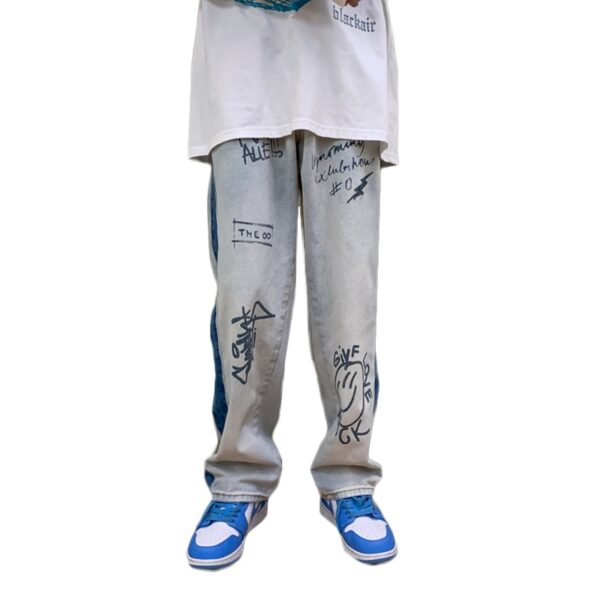 Chic fashion brand jeans men s Korean version loose and fashionable floor long pants 2021 new 4
