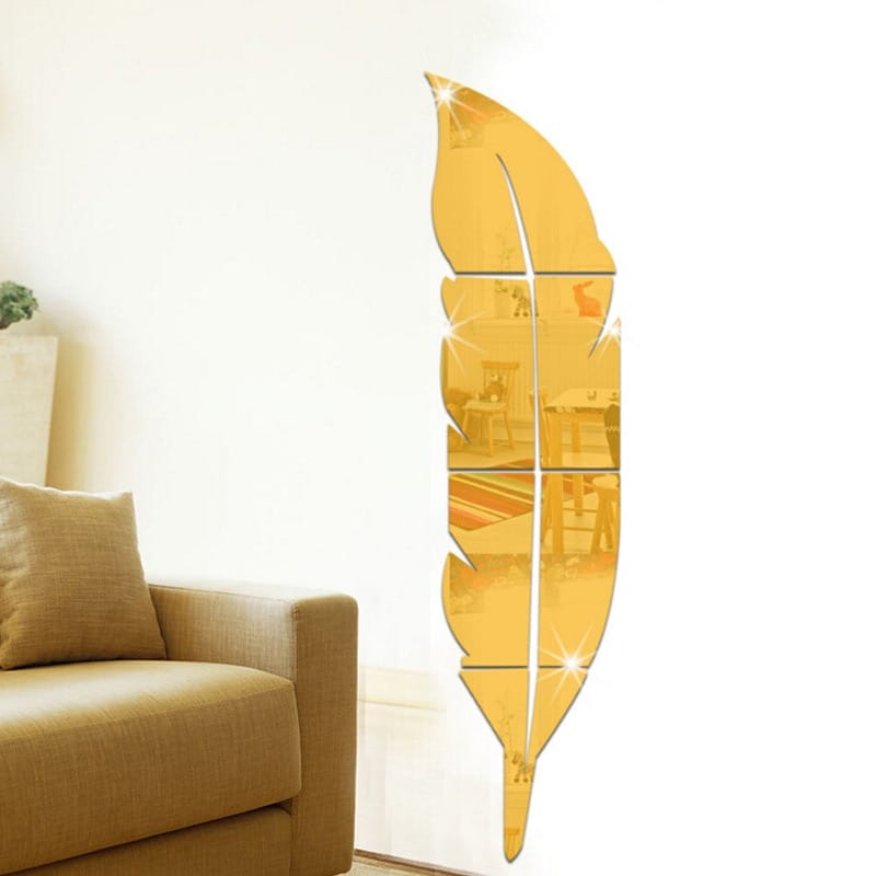 DIY Feather Plume 3D Mirror Wall Sticker for Living Room Art Home Decor Vinyl Decal Acrylic 1