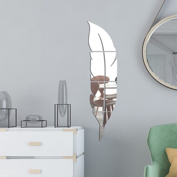 DIY Feather Plume 3D Mirror Wall Sticker for Living Room Art Home Decor Vinyl Decal Acrylic 2