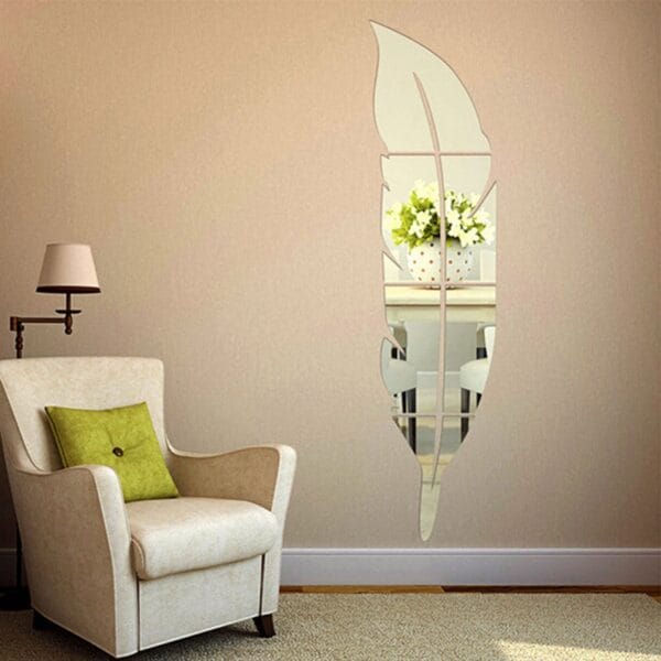 DIY Feather Plume 3D Mirror Wall Sticker for Living Room Art Home Decor Vinyl Decal Acrylic 4