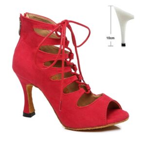 DKZSYIM Women Lace UP Latin Dance Shoes High Heels Ballroom Tango Dancing Boots Open Toes Soft 11.jpg 640x640 11