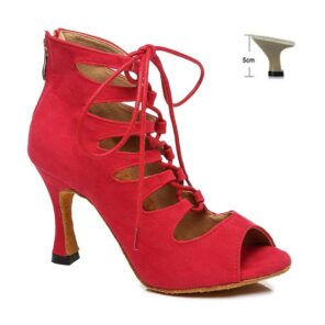 DKZSYIM Women Lace UP Latin Dance Shoes High Heels Ballroom Tango Dancing Boots Open Toes Soft 6.jpg 640x640 6