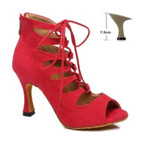 DKZSYIM Women Lace UP Latin Dance Shoes High Heels Ballroom Tango Dancing Boots Open Toes Soft 8.jpg 640x640 8