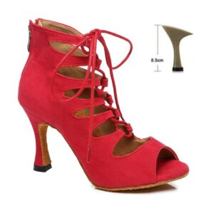 DKZSYIM Women Lace UP Latin Dance Shoes High Heels Ballroom Tango Dancing Boots Open Toes Soft 9.jpg 640x640 9