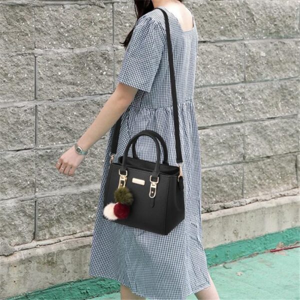 Fashion High Quality Women Handbag Large Capacity PU Leather Ladies Shoulder Bag Messenger Bag With Hairball 1