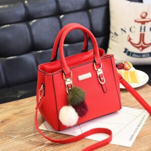 Fashion High Quality Women Handbag Large Capacity PU Leather Ladies Shoulder Bag Messenger Bag With Hairball 3