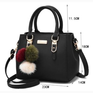 Fashion High Quality Women Handbag Large Capacity PU Leather Ladies Shoulder Bag Messenger Bag With Hairball 4